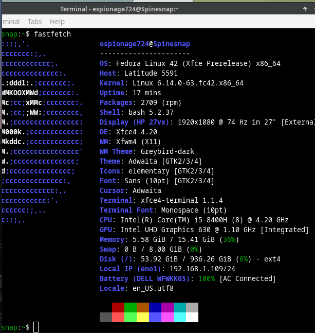 20250329 Fedora 42 Xfce (Spinesnap)
