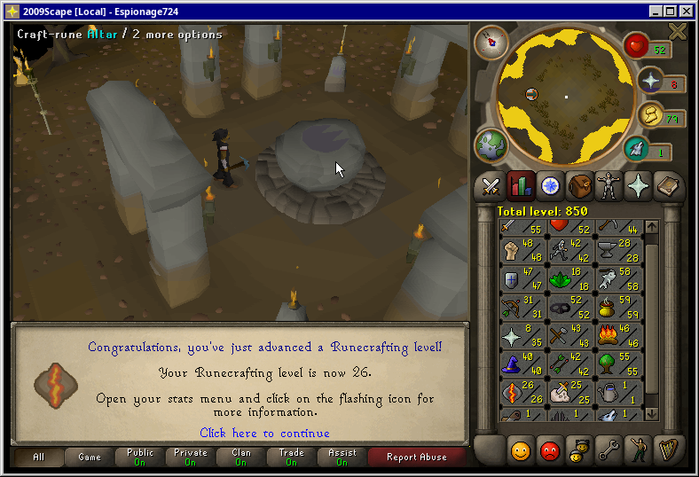 Total level 850